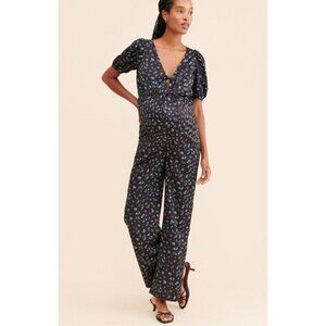 The Frolic Maternity Renee Jumpsuit Women's Size XS Navy Blue Floral NWT!